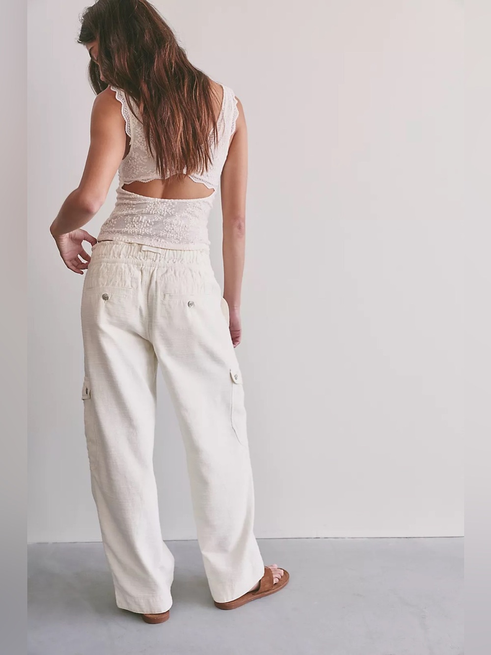 Free People We The Free Park Ave Cargo Pant Ivory Size Medium NWT New - Picture 3 of 16